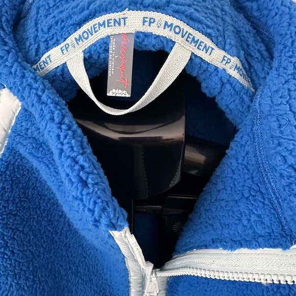 Free People Blue and White Fleece Hoodie - Picture 3 of 5